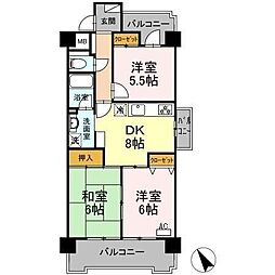 ル・ド・ソレイユ菰野 3DKの間取図画像