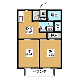 ドリームときわ 2DKの間取図画像