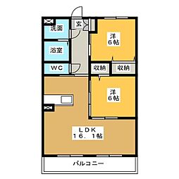 エムズフレッチェ 2LDKの間取図画像