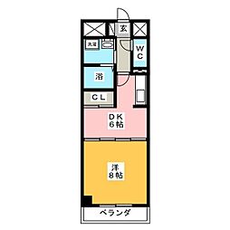 アメニティ大井手 1DKの間取図画像