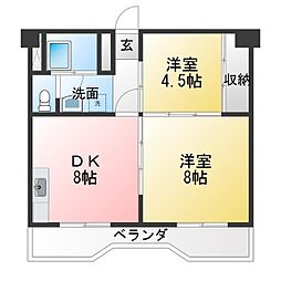 マンション太平洋 2DKの間取図画像