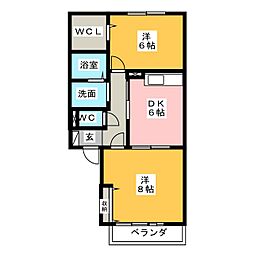 エスペランサ 2DKの間取図画像