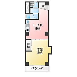 安島コーポ 1LDKの間取図画像