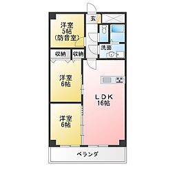 プロミネント四日市 3LDKの間取図画像