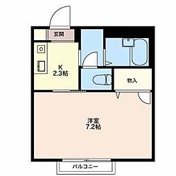 ディアハイビスカス 1Kの間取図画像