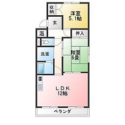 ドミール笹山 2LDKの間取図画像