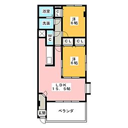 プレンティホーム杉の本 2LDKの間取図画像