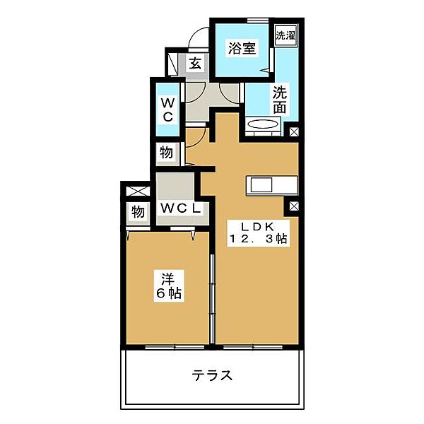 ウィステリア　コート ｜三重県四日市市蒔田２丁目(賃貸アパート1LDK・1階・47.97㎡)の写真 その2