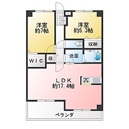 ツインコート大矢知 2LDKの間取図画像