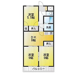 グレイスコート下之宮 3DKの間取図画像