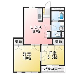 ピアハイム 2LDKの間取図画像