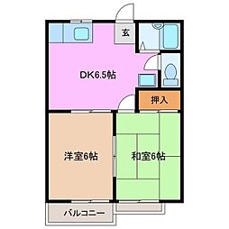ロイヤル八千代台 2DKの間取図画像