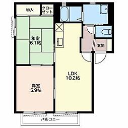 サニーアークD 2LDKの間取図画像