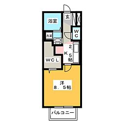 サクラーレ朝日 1Kの間取図画像