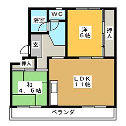 勘上コーポラス 2LDKの間取図画像
