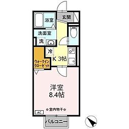 パプリカ2 1Kの間取図画像
