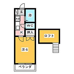 ファミール八千代台 1Kの間取図画像