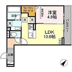 ディーシャンブル富田 1LDKの間取図画像