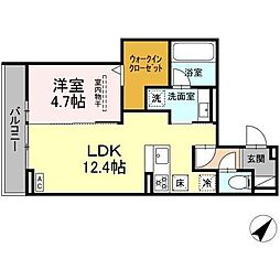 ディーシャンブル富田 1LDKの間取図画像