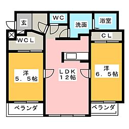 サリアージュ 2LDKの間取図画像