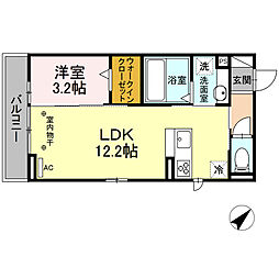 アサヒエステート 1LDKの間取図画像