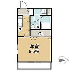 エルテルンダンク 1Kの間取図画像