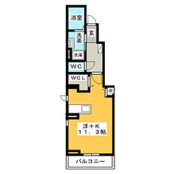 フランンボワーズ2 1Kの間取図画像