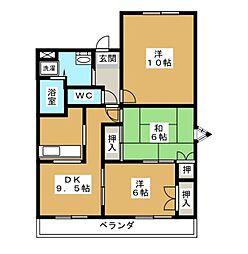 リバティコート 3DKの間取図画像
