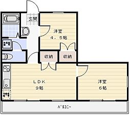 オーチャード1 2LDKの間取図画像