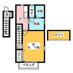 ビラエルム 1Kの間取図画像