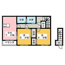 ラッキーコート 2DKの間取図画像