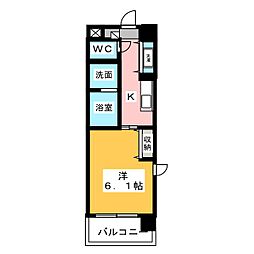 Ｅａｓｔ　Ｃｏｕｒｔ　Ｓａｋｕｒａｂａｓｈｉ 6階1Kの間取り