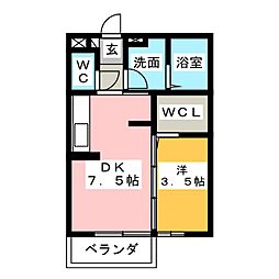 シーサイドウエスト 1DKの間取図画像