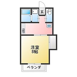 コーポ三喜B 1Kの間取図画像