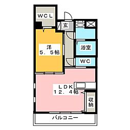メゾンピエール上浜 1LDKの間取図画像