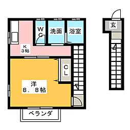ジュノン島崎 1Kの間取図画像