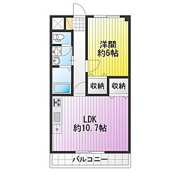 コート津新町 1LDKの間取図画像
