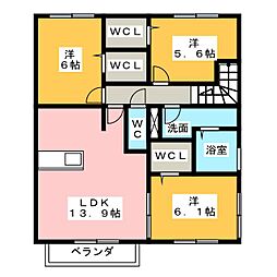 GraceAvenue一身田B 3LDKの間取図画像