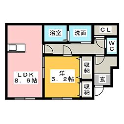 ラッキーコート 1LDKの間取図画像