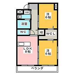 栗真MSビル 2DKの間取図画像