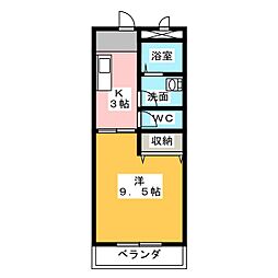 Dior 1Kの間取図画像