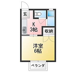 マーメイドハイツ白塚 1Kの間取図画像