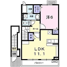 カーサ・ルミエール 1LDKの間取図画像
