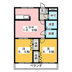 ラピュタ弐番館 2LDKの間取図画像