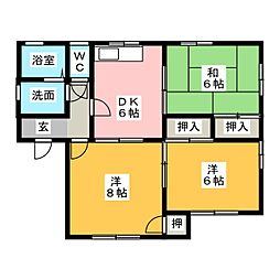 ベルフラワー 3DKの間取図画像