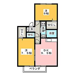 ノースステラB 2DKの間取図画像