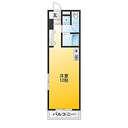 カーサ新町 ワンルームの間取図画像