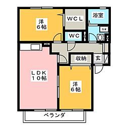 メゾンシンフォニーA 2LDKの間取図画像