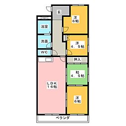 ル・ポール東浜 4LDKの間取図画像