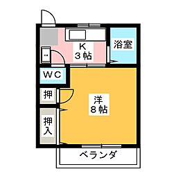 グリーンヴィラ平野B 1Kの間取図画像